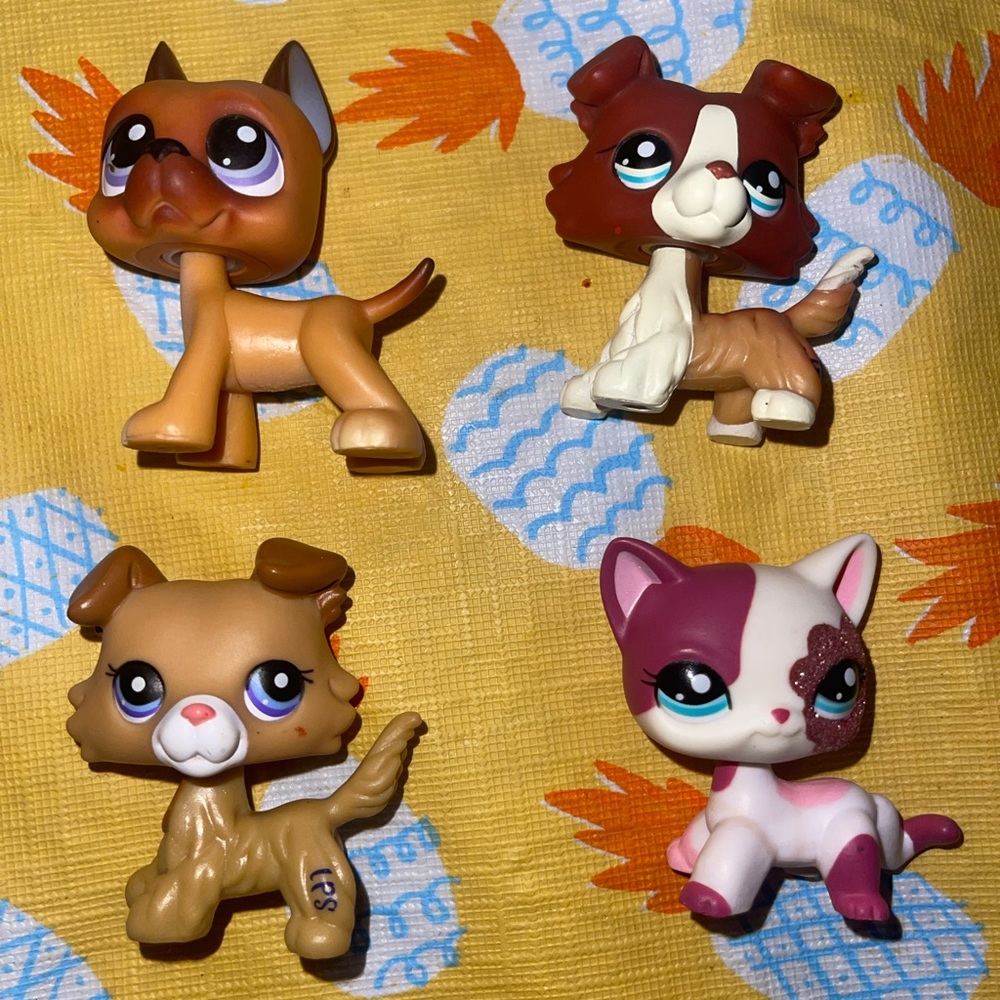 Rare LPS . Great Dane #244 - Collie #154 & #245 - Short Haired Cat #2291